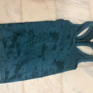 Athleta Teal Patterned Racerback Tank Top